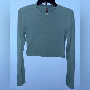 Mono B Teal Long Sleeve Crop Top